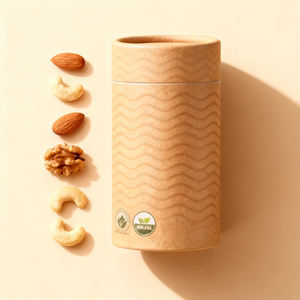 Recipiente cilíndrico Sellado seguro para alimentos a precio de fábrica para <span class=keywords><strong>almendras</strong></span> <span class=keywords><strong>tostadas</strong></span>, tamaño e impresión personalizados - Product Image 1