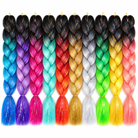 Extensions de cheveux synthétiques pré-étirées de 24 pouces, en fibre scintillante, pour tresses jumbo, pour femmes, pour styles protecteurs de festival