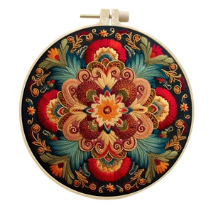 Fellows Handmade <b>Embroidery</b> DIY Starter Cross Stitching <b>Kits</b> for Beginners with Cotton Fabric Foundation Round Shape - Product Image 5