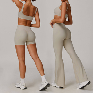 New <b>Men</b> Yoga Wear High Quality Sportswear Active High Waist Flare Pants Fitness Sports <b>Bra</b> Gym Yoga Sets Reversible Plus Size - Product Image 1