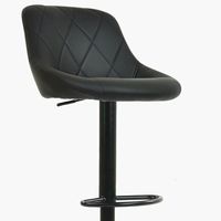 Tabouret de bar moderne en faux cuir noir pivotant avec base en métal noir