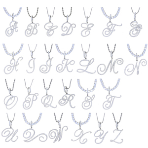 Tutto il 26 maiuscolo ciondolo scatola di corda catena da Tennis Micro pavè CZ ghiacciato Bling anniversario 18K placcato in oro <span class=keywords><strong>nome</strong></span> personalizzato - Product Image 4