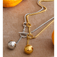 JINYOU 2786 Nouveauté Collier en acier inoxydable plaqué or avec pendentif sphère, collier à maillons, bijoux pour la vente en gros