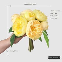 Bouquet de pivoines artificielles en soie réaliste, style européen, fait main, écologique, 28 cm, pour la décoration de la maison, du salon, des mariages