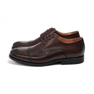 Dernier modèle de chaussures Derby pour hommes en cuir de vachette pleine fleur, style professionnel, haut de gamme, décontractées et polyvalentes - Product Image 4