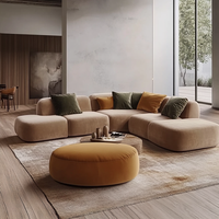 Canapé modulaire en tissu velours de style scandinave moderne en forme de L pour salon d'appartement