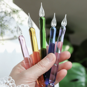 Stylo à plume en verre spirale fait main, multicolore, en verre cristal, pour calligraphie, écriture artistique, signature, papeterie vintage, cadeau - Product Image 2