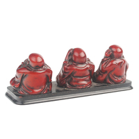 Ensemble de Statues Décoratives pour la Maison en Résine Rouge Antique, Trois Sages Moines Bouddhistes Peints à la Main, Ne Voient, N'entendent, Ni N'ont Pas de Bave à Raconter (Harems, Ne voient, Ne n'entendent, Ne n'ont pas de mauvaises intentions)