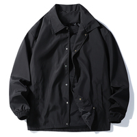 Veste de sport légère pour homme pour le printemps et l'automne Veste de coach Bouton Col rabattu Veste coupe-vent décontractée