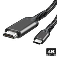 Cable adaptador HDMI tipo C de 2M compatible con resolución de 4K60Hz para dispositivos IOS, portátil/PC/teléfono móvil, TV/HDTV, lámina de proyección