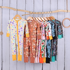 맞춤형 95% 대나무 5% 스판덱스 아기 유아용 2피스 반팔 바지 파자마 잠옷 어린이 파자마 슬립슈트 의류 세트 - Product Image 3