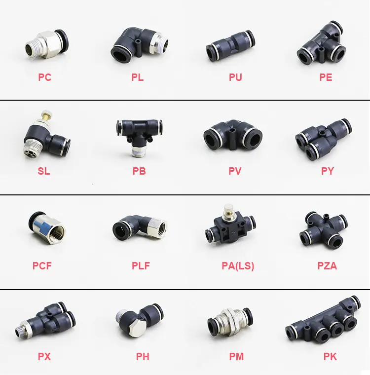 Pneumatic Fitting Manufacturer Plastic Pneumatic Parts BSP Thread Quick Push in Air Pipe Connector hose fitting