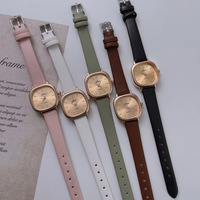 Jam tangan persegi minimalis ala Korea untuk pelajar wanita, tali tipis bergaya, dial kecil, jam tangan kuarsa elegan.