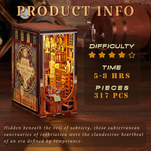 Minicity 3D Holz Miniatur Buch Nook Bücherregal Roaring Twenties Speakeasy Puppenhaus mit Staubs chutz - Product Image 2