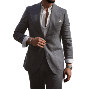 High-End Herren italienischen Leinen Neapel Anzug einreihig mit Futter Baumwolle lässig zweiteilig Set formalen Stil - Product Image 6