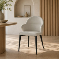Fauteuil de salle à manger en acier carbone noir brillant avec revêtement en cuir anti-griffures pour hôtel et restaurant