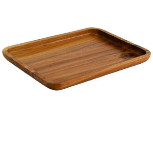 Plateau de service en bois d'acacia massif pour aliments avec emballage de vente au détail personnalisé Plateaux de service en bois gravés avec logo - Product Image 3