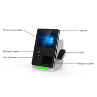 Enregistrement à l'hôtel en libre-service tactile tout en un pc table chargement de téléphone portable scanner de passeport kiosque écran tactile avec imprimante