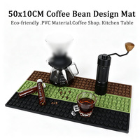Tapis de bar à café en PVC écologique 50*10cm, motif grains de café en relief, antidérapant, imperméable, pour comptoir de café