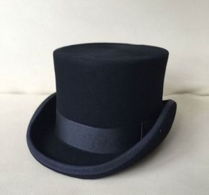 Sombrero de Copa Clásico Negro de Fieltro de Lana Británica de Alta Calidad, Corona Alta de 13.5cm, Sombrero de Lana para Caballero, Iglesia, Fiesta - Product Image 1