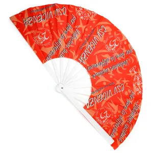 Custom Color Printed Plastic PP PVC Hand Fan Wholesale Custom Plastic Fold Hand Fan Fabric Hand Fan