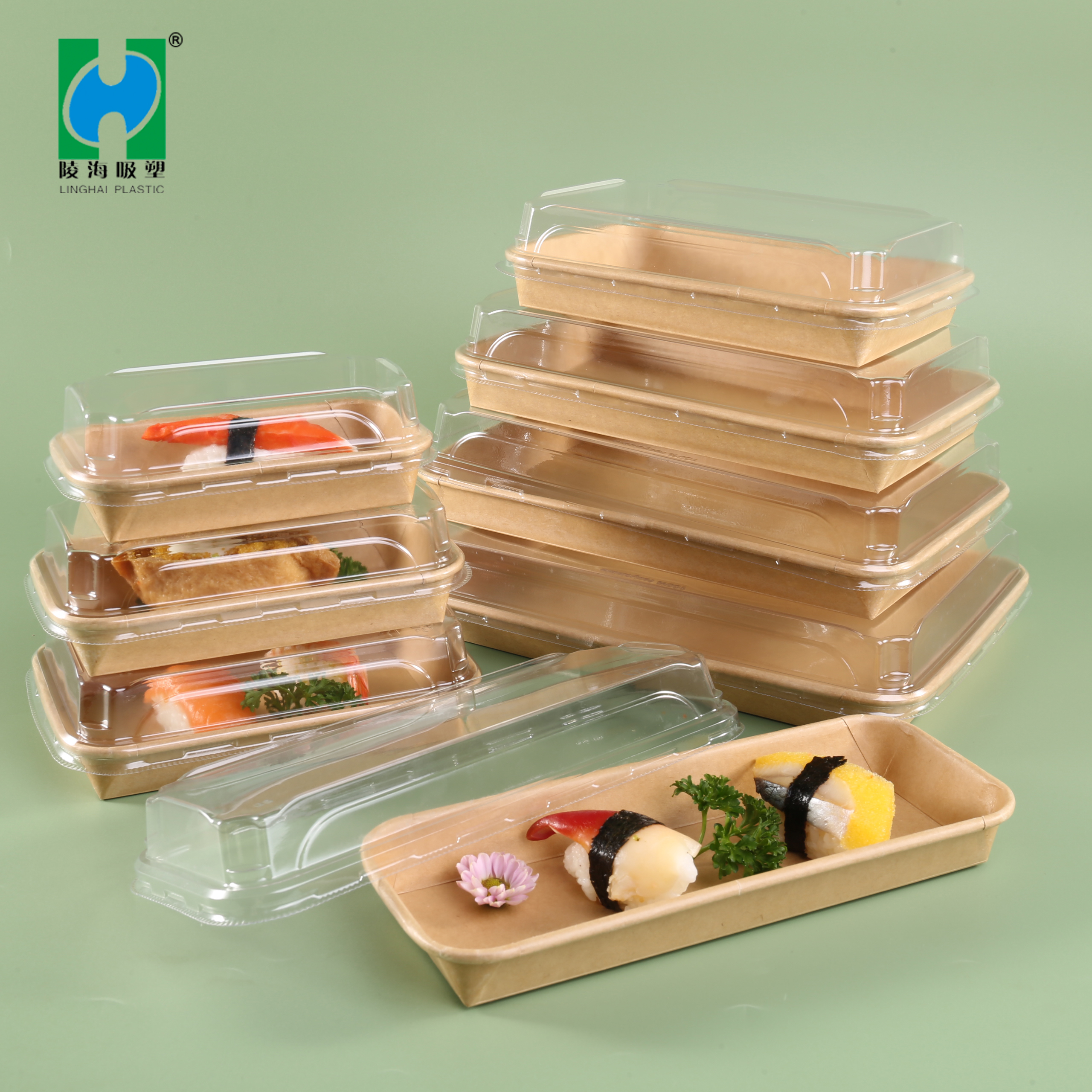 Wholesale Takeaway To Go Disposable Kraft Paper Box For Sandwich Charcuterie Boxes With Clear Lids