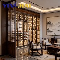 Armoire à vin multifonctionnelle en acier inoxydable noir YINGHAI avec éclairage LED pour salon, salle de thé, villa, hôtel, restaurant, bureau