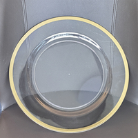 Assiettes de présentation 13 pouces en plastique transparent avec bord doré, argent et or rose, vente en gros d'usine, pour mariages et fêtes