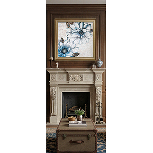 Peinture à l'huile de fleurs bleues et blanches sur toile, art mural floral texturé, œuvre d'art moderne carrée pour la décoration du salon - Product Image 3