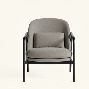 Fauteuil lounge ergonomique moderne et durable, fait main, avec pieds en bois et revêtement en polyester, pour hôtel et salon, fabriqué en Indonésie - Product Image 4