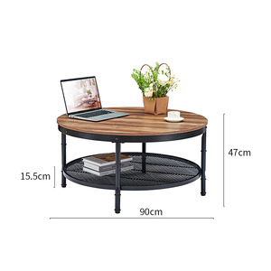 Mesa de centro de estilo americano para sala de estar, mesa de sofá creativa de lujo ligero para apartamento pequeño, mesa baja de hierro forjado, mesa de centro redonda - Product Image 2