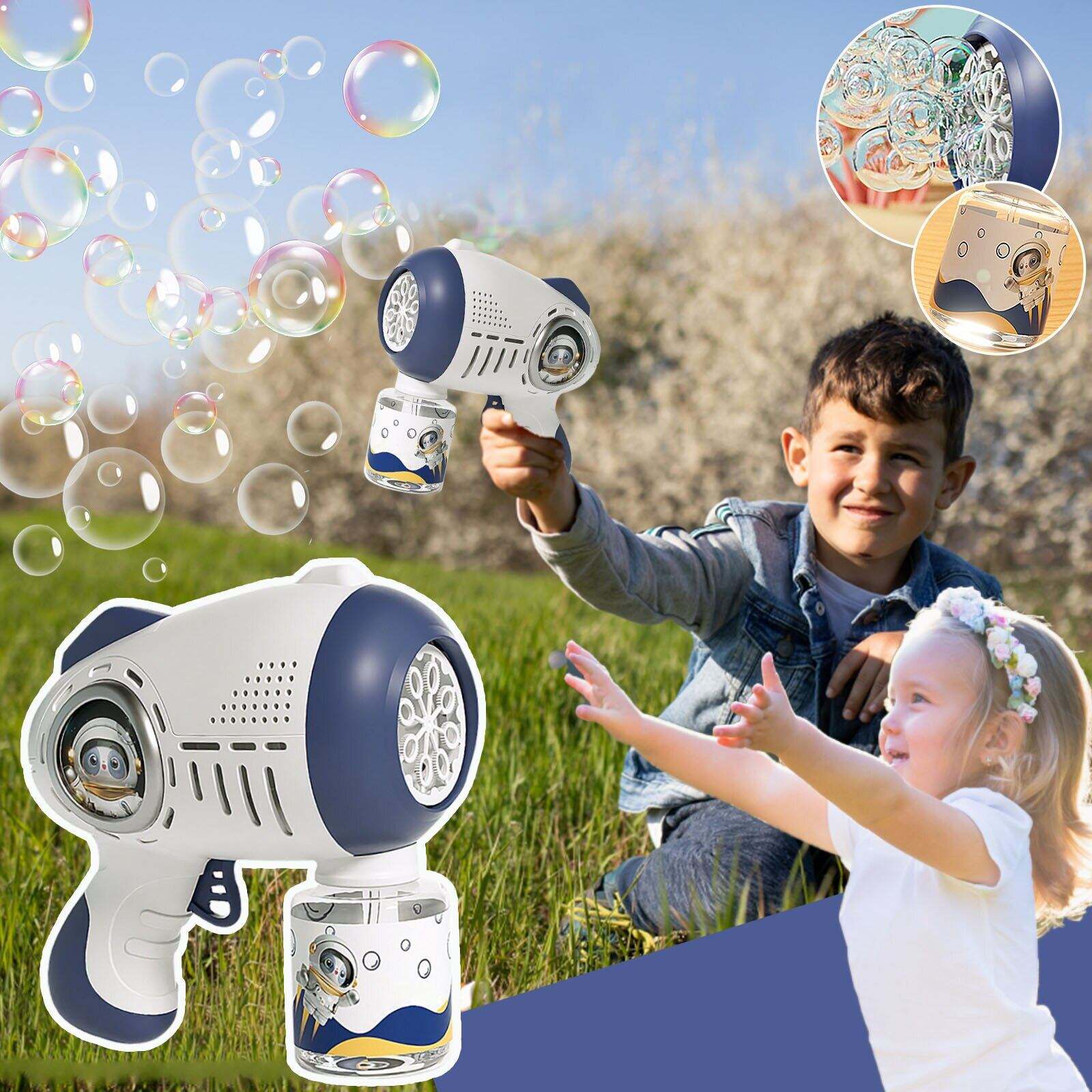 TikTok бестселлер: пузырьковый пистолет с 8 отверстиями для детей, для игр на открытом воздухе, электрическая Пузырьковая машина, игрушки