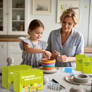 Ensemble d'outils de sculpture DIY pour enfants <span class=keywords><strong>YEKO</strong></span> avec argile à séchage à l'air, pas besoin de cuisson ni de cuiture, 30x20x8,5 cm - Product Image 2