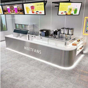 Mostrador <span class=keywords><strong>de</strong></span> Recepción <span class=keywords><strong>de</strong></span> Madera Compuesta con Tono Natural Suave, Diseño Curvo Delicado, Hecho a Medida para Salón <span class=keywords><strong>de</strong></span> Belleza - Product Image 2