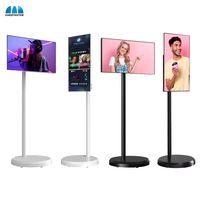 TV LCD Android 21,5 inci Hitam, Model Standing, Smart Deepseek AI Display, Papan Menu Indoor Portabel dengan Antarmuka USB, Monitor LCD