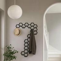 Grand Organisateur d'Entrée Mural Vertical, Crochets Muraux Hexagonaux en Métal, Crochets Décoratifs pour Chapeaux, Sacs, Vestes, Décoration Murale pour la Maison