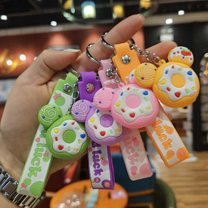 Sáng Tạo Động Vật Donut Keychain PVC Mềm Keo Khủng Long Xe Móc Chìa Khóa Dễ Thương Túi Mặt Dây Chuyền Treo Trang Trí Bán Buôn Quà Tặng Vòng Chìa Khóa - Product Image 3