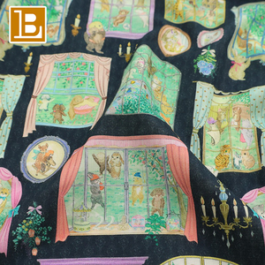 BILU diseñador japonés de moda Yukiemon dibujos animados lindos fuera de la ventana impreso personalizado 100% tela de popelina de algodón peinado - Product Image 3