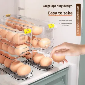 Organisateur de rangement pour œufs roulants en plastique léger moulé par injection, moderne, blanc, préservation de <span class=keywords><strong>la</strong></span> fraîcheur pour réfrigérateur, cuisine - Product Image 3