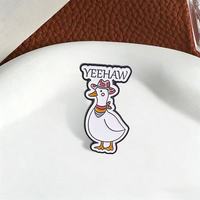 Broche en émail motif Canard Cowboy Western YEEHAW, amusante, en alliage de zinc blanc, pour sac à dos, veste, décoration, vente en gros