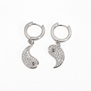 Pendientes de Aro con Moissanita de Corte Brillante Redondo, Plata de Ley 925, Engaste Pavé, Joyería para Propuesta, Regalo - Product Image 1