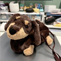 Sac bandoulière en peluche Jelly Cat Otto, chien teckel, mignon, style dessin animé, avec rembourrage en coton PP