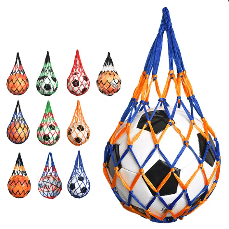 Tragbare Basketball-Netztasche Sportball-Organisatorentasche Einzelvolleyball-Tasche für draußen Fußball Fussball Netz-Aufbewahrungsbeutel