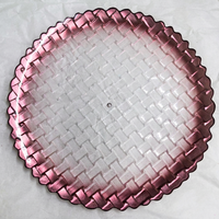 Assiette de présentation scintillante décorative pour dîner, hôtel, banquet, mariage, dorée