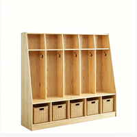 Casier de rangement en bois Montessori pour maternelle, armoire de garderie, organisateur de rangement pour sacs à dos, vêtements et chaussures de tout-petits