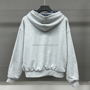 ผู้ผลิตเสื้อฮู้ดดี้แบบมีซิปสั่งทำพิเศษ หนัก 500 กรัม ปักลาย ซิปหน้า ผ้าฝ้าย ลายสก็อตแบบกลับด้านได้ เสื้อฮู้ดดี้แบบซิปสำหรับทุกเพศ - Product Image 4