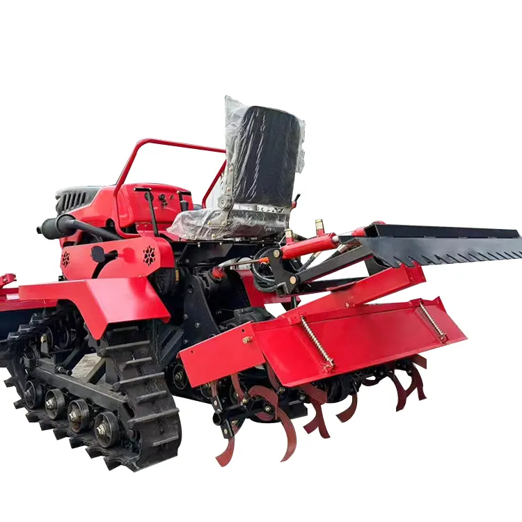 New Farmland Crawler Type Paddy Field Rotary Tiller Crawler Tractor With Attachments Pastoral Rotary Tiller For Sale