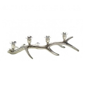 Hot Selling Table Top Decoration Aluminum <b>Candle</b> <b>Stand</b> With 4 <b>Candle</b> Rough Nickel Silver Color New Style <b>Candle</b> Holder Handmade - Product Image 1