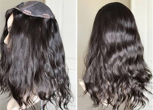 Coberturas de Cabello Humano Ondulado <span class=keywords><strong>con</strong></span> Base Mono para Mujeres, Piezas de Cobertura de Cabello <span class=keywords><strong>con</strong></span> Base de Seda y Parte Libre para Cabello Fino o Blanco - Product Image 4