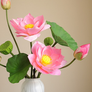 Flor Artificial de Loto <span class=keywords><strong>y</strong></span> Hoja de Loto, Estilo Zen Chino, de Seda Suave, para Decoración del Hogar, Hotel, Bodas, Paisajes, Venta al por Mayor - Product Image 4